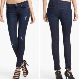 *Edyson Dark Wash Blue Sloan Skinny Mildly Distressed Mid Rise Jeans Size 31*